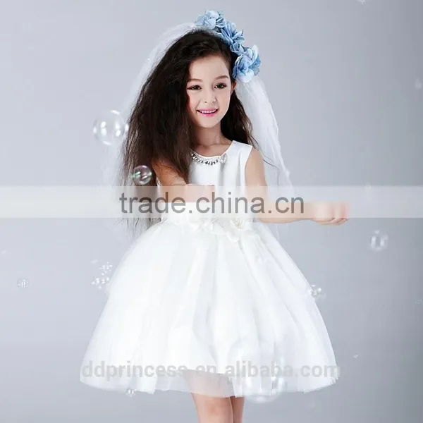 2017 Santi Kids Angel Dress White Flowers Princess Baby Girl Summer Dress photo-3