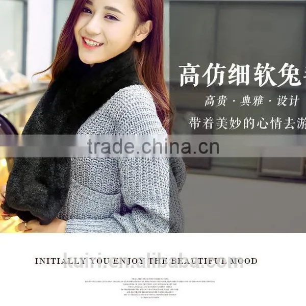 Super Quality New Winter Fashion Women Scarf Faux Rabbit Fur Plush Warm Scarf Lady Solid Color Scarves photo-6