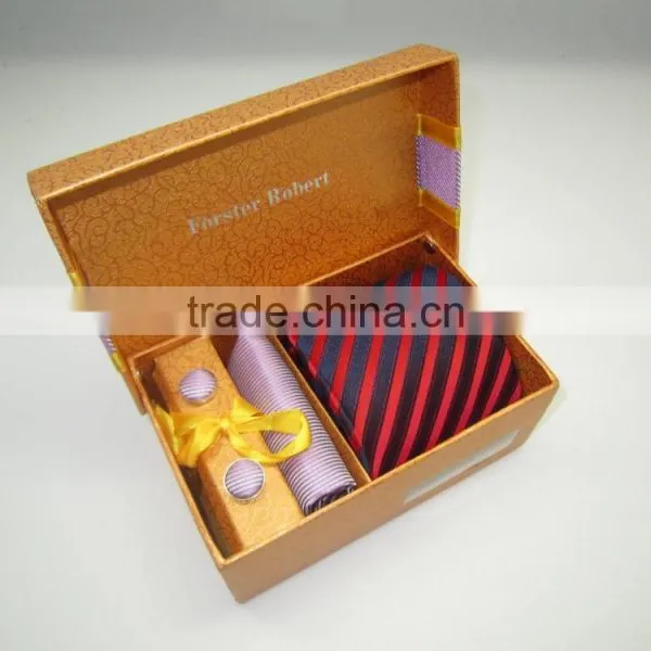 Bright Color Paper Box, Necktie,cufflinks and Hanky Gift Packaging Sets photo-3