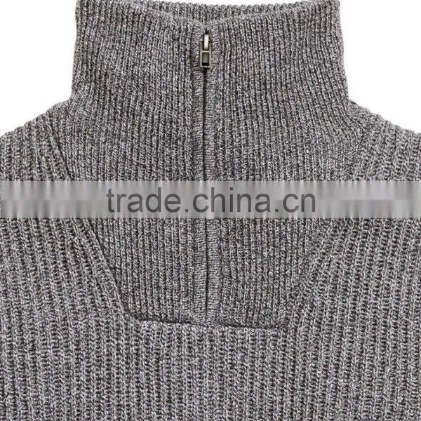 55% Acrylic, 45% Cotton Polo Sweater Pullover Men Half Zip Sweater photo-2