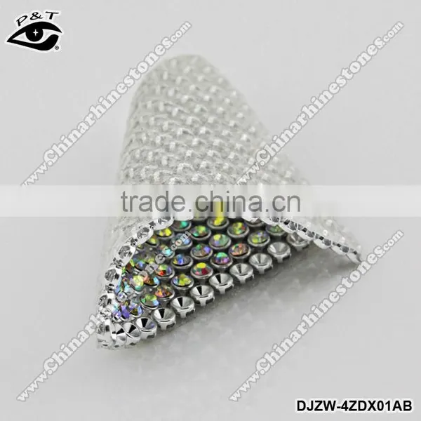 Hot Fix Aluminum Rhinestone Mesh 3MM SS10 Crystal AB Silver Base Mesh For Clothing Shoes Dress photo-3