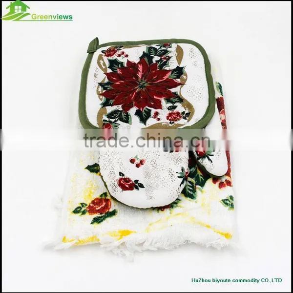 Cheap Potholder Oven Mitt Hotel Hand Towel Kitchen Textile Hot Selling Apron Oven Glove Kitchen Towel Set photo-4