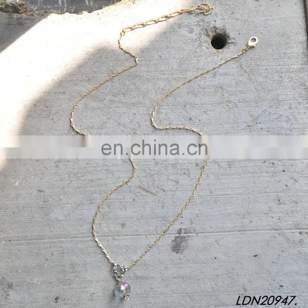 Natural Rainbow Stone Pendant Gold Necklace Fashion Minimalist Necklaces photo-2