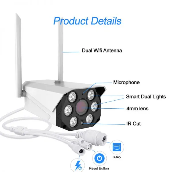 H. 265 3.0MP IR Bullet Security Surveillance HD WiFi IP Camera With Voice Alarm photo-5