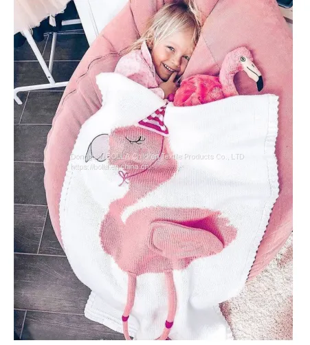 Hot Sale Home Style Flamingo and Unicorn Print Knitted Throw Blanket for Kids and Babies photo-3