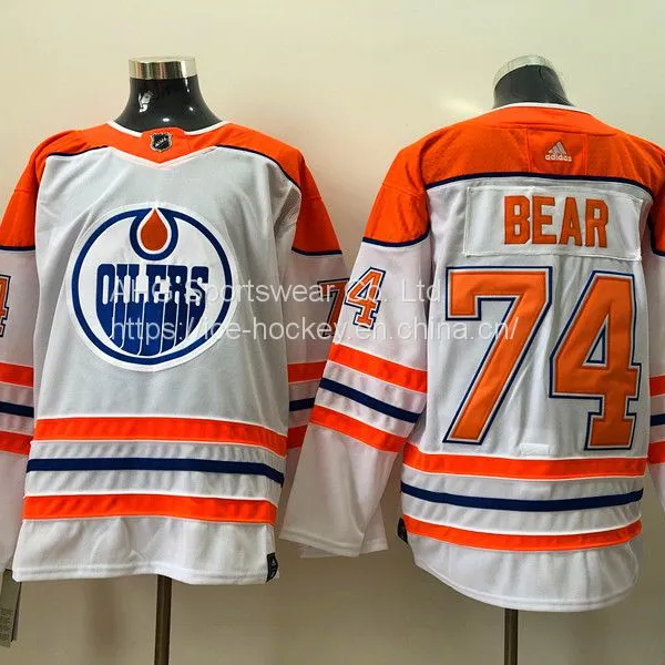 Edmonton Oilers #74 Bear White Jersey