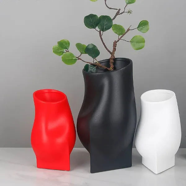 European Style New Design Concave Belly Bottle Ceramic Flower Vase For Hotel And Garden photo-2
