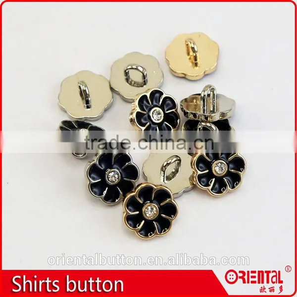 11.5mm Flower Rhinestone Enamel Plating Metalic Shirts Button photo-5