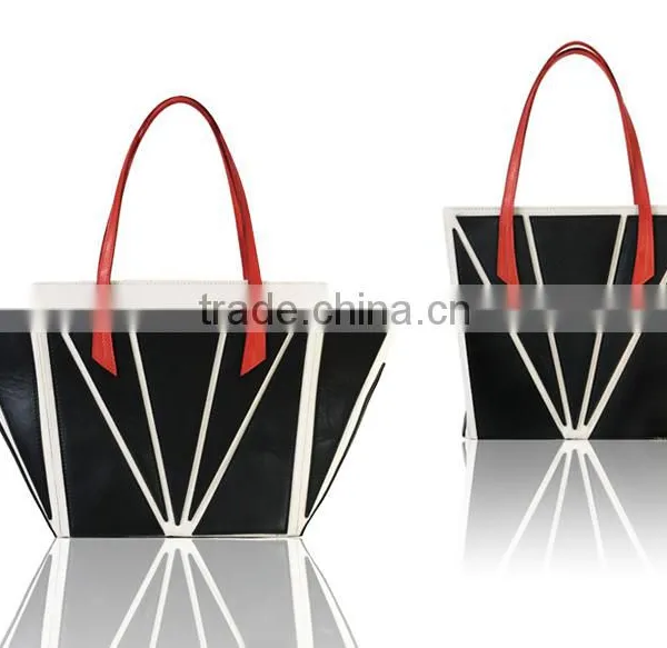 Special Design Changeable Shape Black and Red Color M K Genuine Leather Women Handbag photo-3