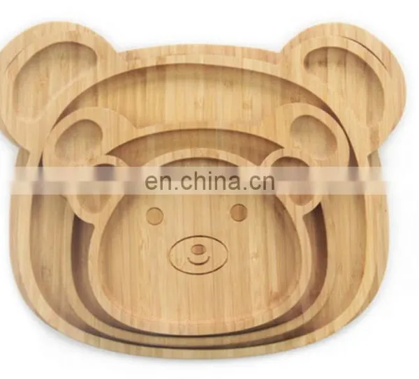 Wholesale Natural Wooden Lion Shape Reusable Bamboo Kids Plate photo-5