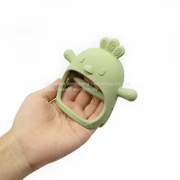Silicone Teething Mitten Toy Cute Chick Silicone Chewable Toys Animal Custom Baby Teether photo-4