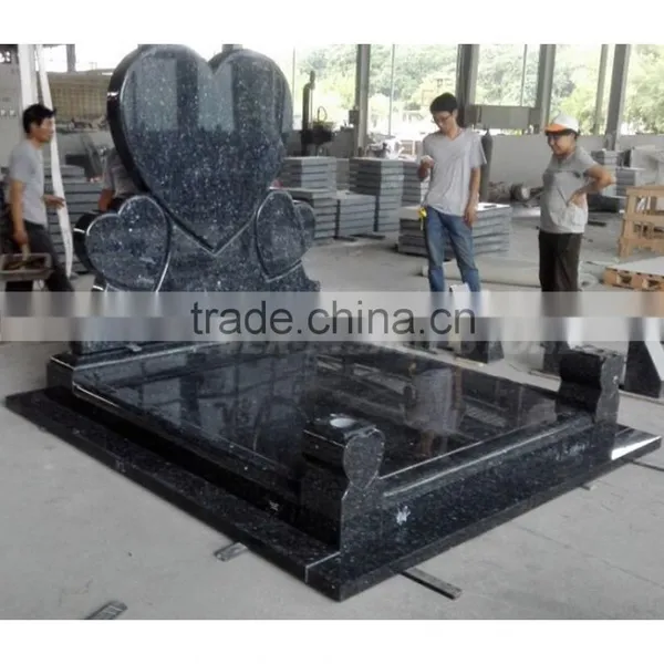 Blue Pearl Heart Shaped Headstone photo-3