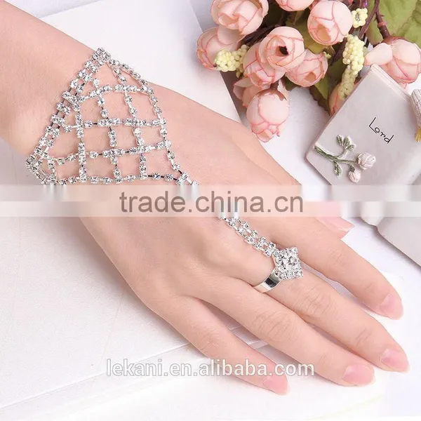 Attractive Shiny Ladys Best Gift Finger Chain Ring Bracelet photo-2