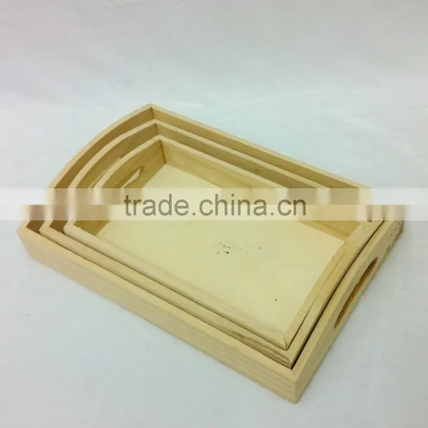 Handmade Antique Wooden Nested Rectangle Trays/plates Paulownia