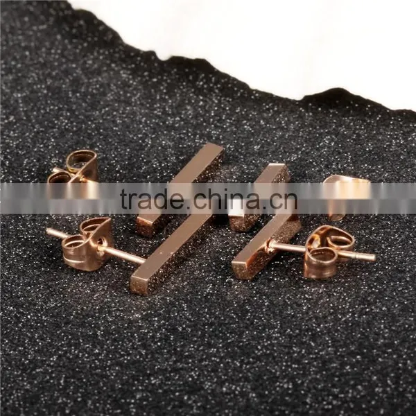 Stainelss Steel Rose Gold Clip Rectangle Earring Imported From China photo-3