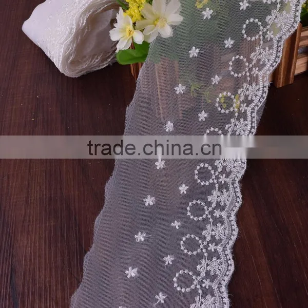 Narrow Embroidered Mesh Lace
