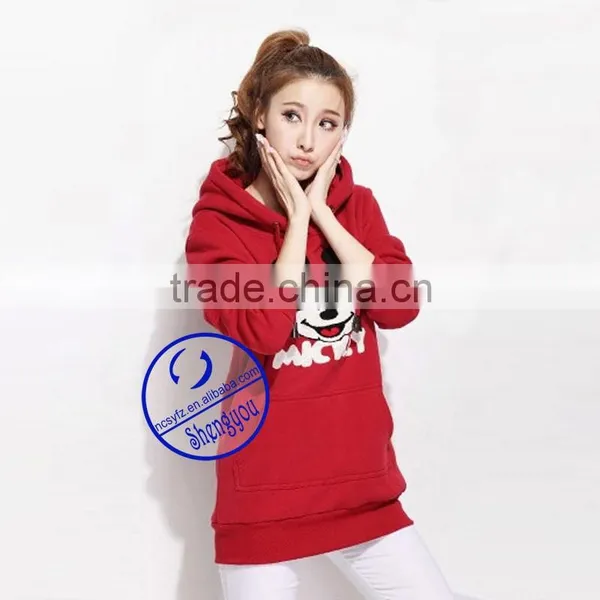 Custom Wholesale Women Extra Long Fleece Hoodies With Embroidered photo-2