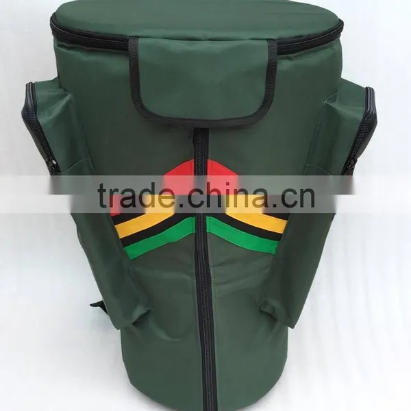 Djembe Bags Pro Dark Green With African Rasta Stripe