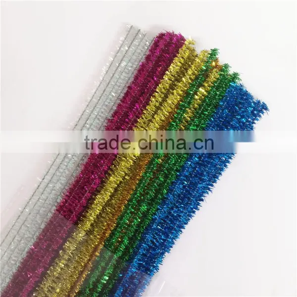 Factory Supply DIY Crafts 0.6*30cm Tinsel Glitter Pipe Cleaners Chenille Stems Toys for Kids or Wedding Party Decoration photo-3