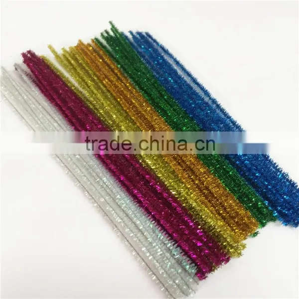 Factory Supply DIY Crafts 0.6*30cm Tinsel Glitter Pipe Cleaners Chenille Stems Toys for Kids or Wedding Party Decoration photo-4