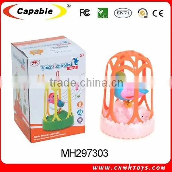 2015 Hot Selling Voice Controlled Singing Bird Toys With Light and Music