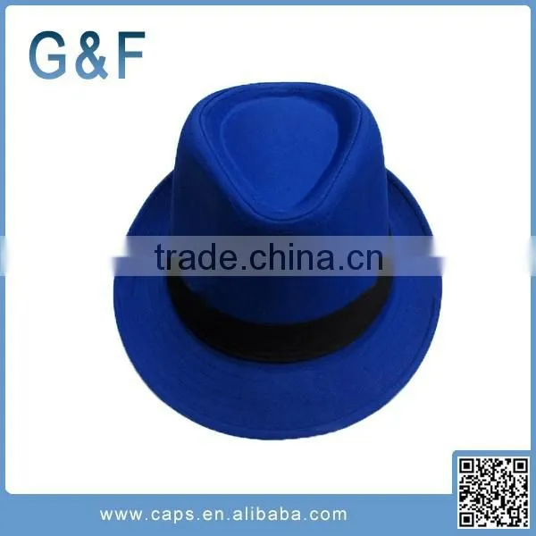 New Style Top Selling Black Fedora Hat With White Band photo-3