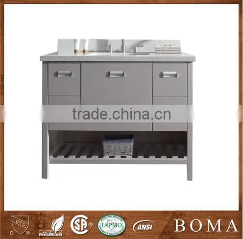 Hot Sell in America Solid Wood With Marble Countertop Gray Bathroom Vanity