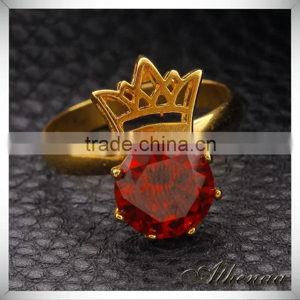 18K Gold Western Style Bling Zircon Crown Ring Latest Wedding Ring Designs photo-3