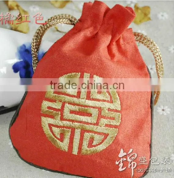 2015 Christmas Jute Drawstring Gift Pouch Bag photo-5