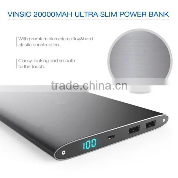 Ultra Thin Portable Metal Power Bank With High Capacity 20000mah Super Slim Charger With LED Torch photo-4
