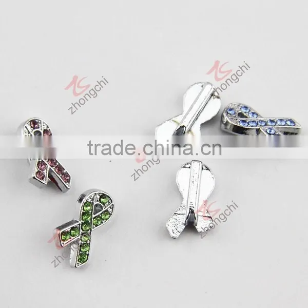 Crystals Pave Awareness Ribbon Charm Available in White,Green,Blue,Purple,Pink & Red(JP08) photo-2