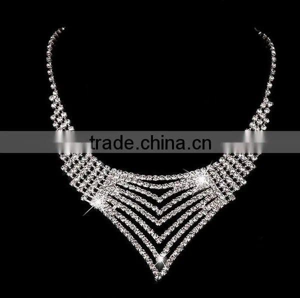 New Fashion Silver Tassels Tiara Necklace & Earrings Jewelry Sets for Women photo-3