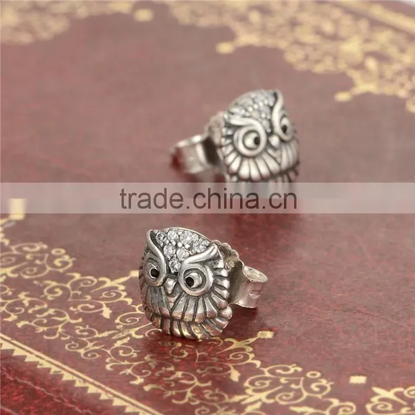 ER1016 Wholesale Solid 925 Sterling Silver Owl Earrings For Women Jewelry photo-3