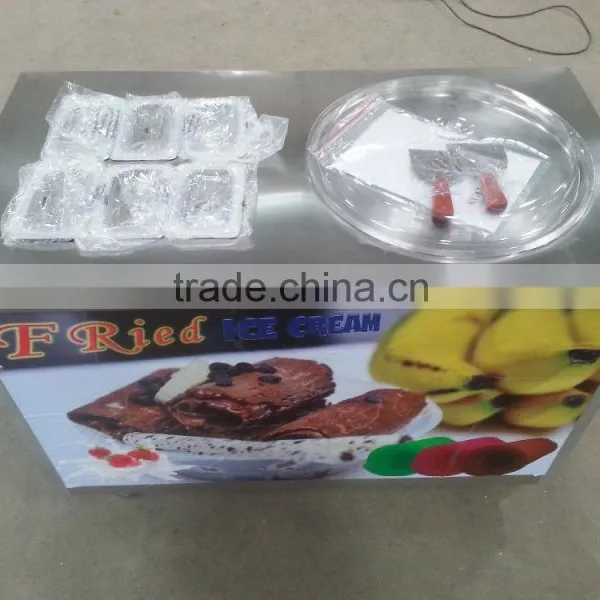 Round Pan Fried Ice Cream Making Machine With 6 Pre-cooling Topping Tanks photo-3