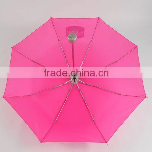 Brilliant Pink Color Umbrella 3 Folding Umbrella Printing Logo photo-3
