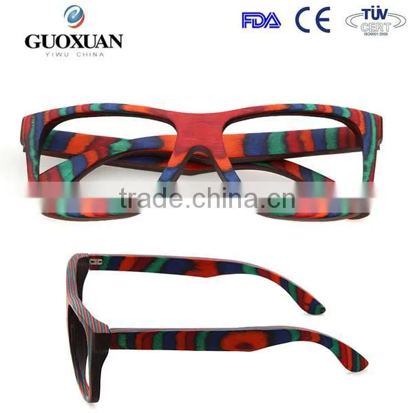 Hot Wholesale Colourful Sunglasses Skateboard Wood Sunglasses