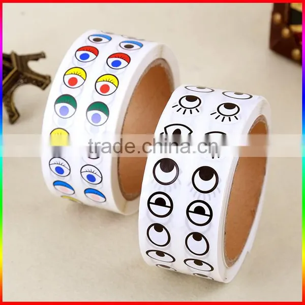Cartoon Eyes Deisgn Decorative Colorful Printing Stickers in Roll Customized photo-2