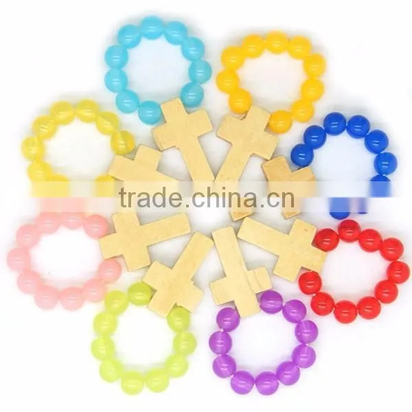 High Quality Catholic Wooden Cross Ring, Religious Glass Rosary Ring photo-6