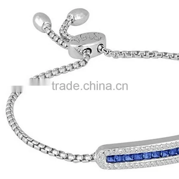 Stainless Steel Monica Bracelet Sapphire Diamond Adjustable Bracelet photo-3