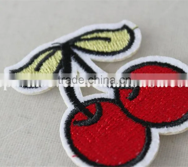 Beautiful 5*5 cm Embroidery Mini Cherry Printting Design Trim Custom Leather Patch photo-4