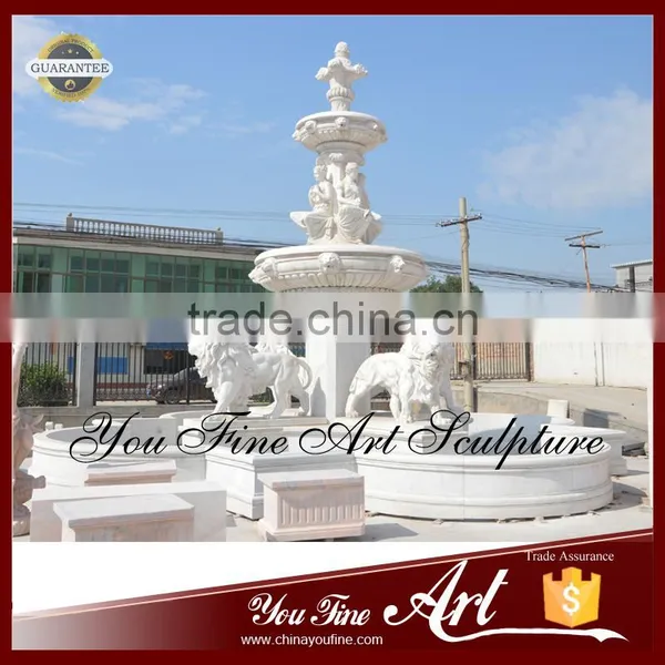 Hand Carved Marble Lion Statue Garden Fountain