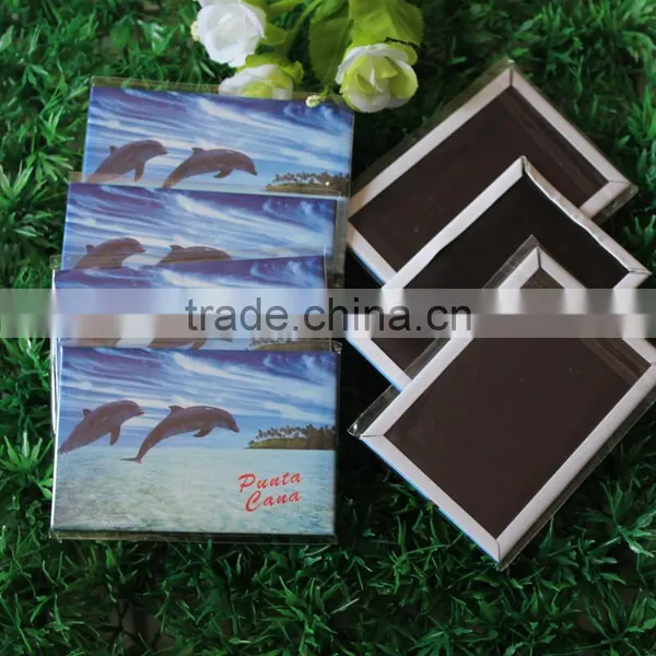 Full Logo Printed Square Shape Tin Fridge Magnets photo-4
