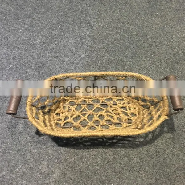 2016 Linyi Graceful Weaved Oval Hemp Rope Bread Basket for Wholesale photo-3