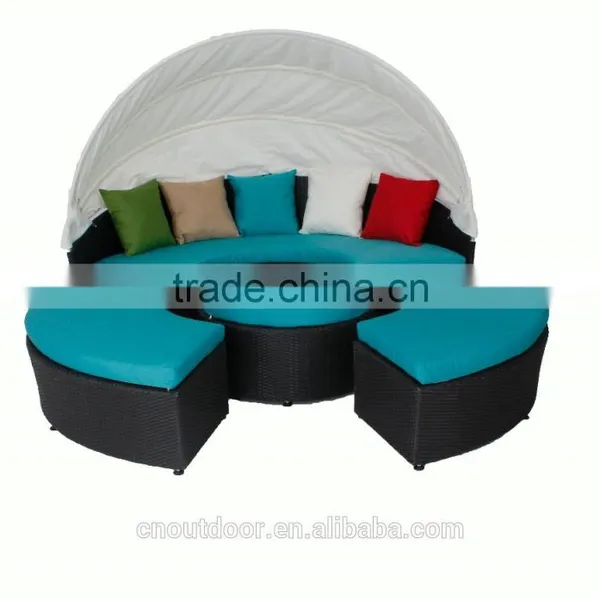 Husen New Rattan/wicker Daybed WYHS-T162, Wicker Furniture/Garden Patio Furniture/outdoor Furniture. photo-2