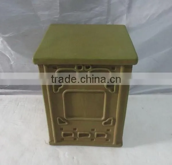 Garden Fiberglass Clay Antique Square Stool photo-3