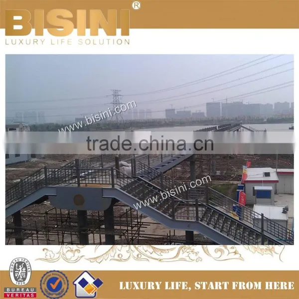 Double-Half-moon-shaped Steel Bridge, Prefab Steel Structure Landscape Bridge, Blue Bridge With Iron Guardrail(BF08-Y10037) photo-3