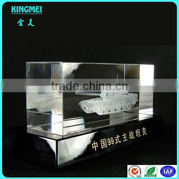 Customized 3d Crystal Gift Tank Model With Base K9 Crystal Engraving Laser Carved Blank photo-4