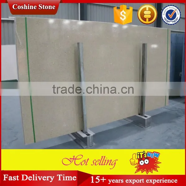 Artificial Beige Quartz Stone Slabs for Kitchen Countertop photo-2