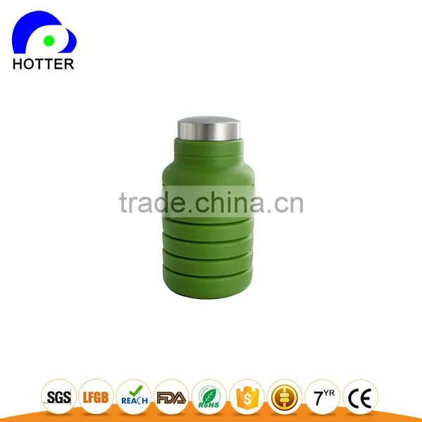 Extension-type Collapsible Silicone Water Bottle BPA Free Leak Proof Lightweight 20oz Eco-Friendly Reusable Travel Sports photo-6