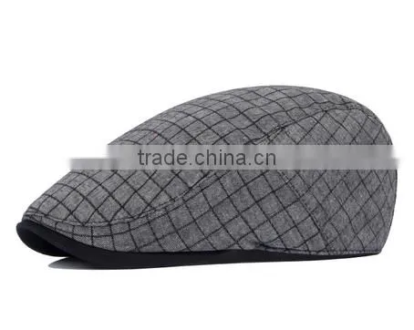 Fashion Custom Grid Fabric Hat Beret Caps Good Quality Men Cap Hat/Cap photo-3